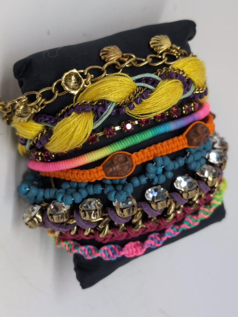Betsey Johnson St Bart Colorful Wide Multi Strand Toggle Bracelet Boho